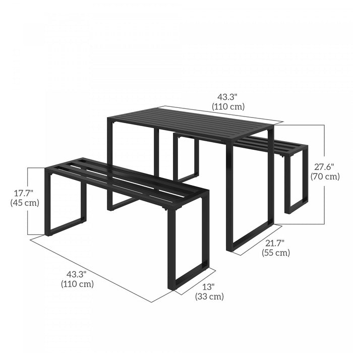 Outsunny Ensemble De Table De Pique-nique Exterieur 3 Pieces, Noir