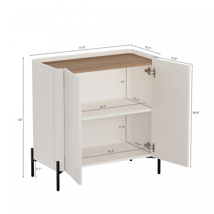Armoire d’appoint moderne Abbey 32\" en erable et blanc casse