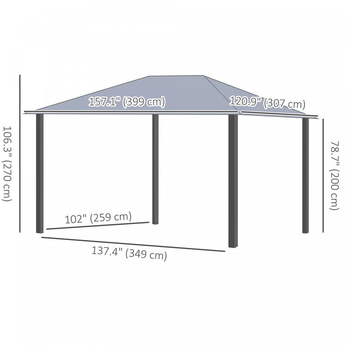 Outsunny Auvent De Belvedere Exterieur A Toit Rigide De 13 Pi X 10 Pi