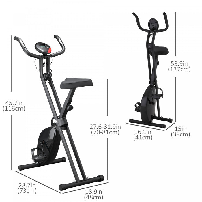 Soozier Velo D'exercice Magnetique Pliable A 8 Niveaux De Resistance X-frame Stationnaire Velo De Fitness Vertical Entrainement Cardio Avec Ecran Lcd Et Moniteur De Pouls Noir