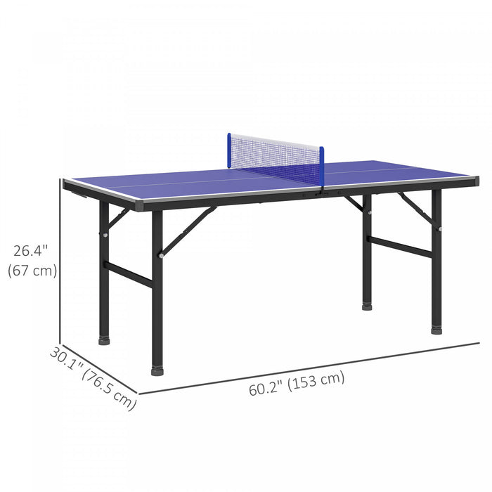Soozier Mini Table De Ping-pong Avec Pieds Reglables, Bleu