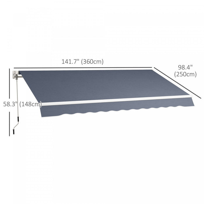 Outsunny 12' X 8' Auvent Retractable Auvent De Terrasse Au Soleil Abri Gris