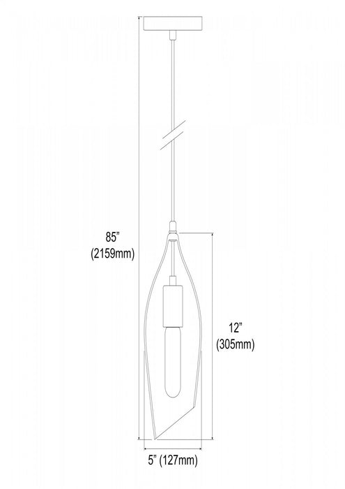 Luminaire suspendu Abba de Dainolite en verre fumé, avec fini noir et 1 ampoule