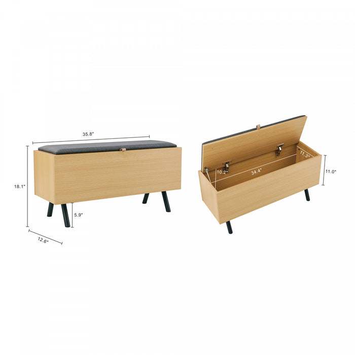 Banc de rangement moderne Paloma en chene clair