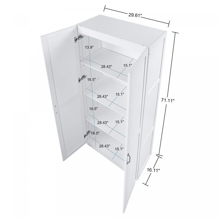 Armoire de rangement Cornelia Modern 30\" en blanc (4 etageres) - Lot de 2
