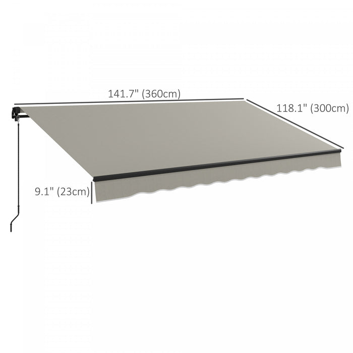 Outsunny 12' X 10' Auvent Retractable, Abri Pare-soleil, Gris Clair