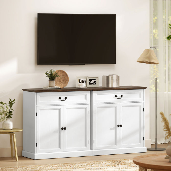 HOMCOM Buffet de 32\" avec Plateau Epais et Tiroir, Grain de Bois Blanc