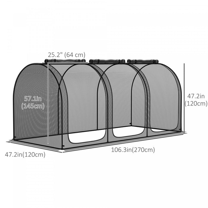 Outsunny Cage De Culture 9 X 4pi Avec Portes Zippees Sac De Rangement, Noir