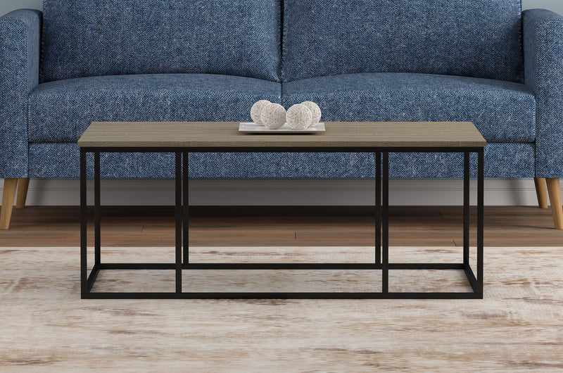 Table à café de 43 po - taupe foncé avec métal noir