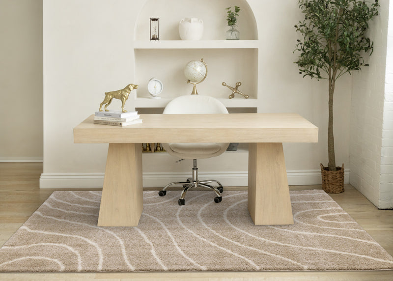 Tapis Fairmont aux lignes courbes creme taupe, 7'10'' x 10'6''