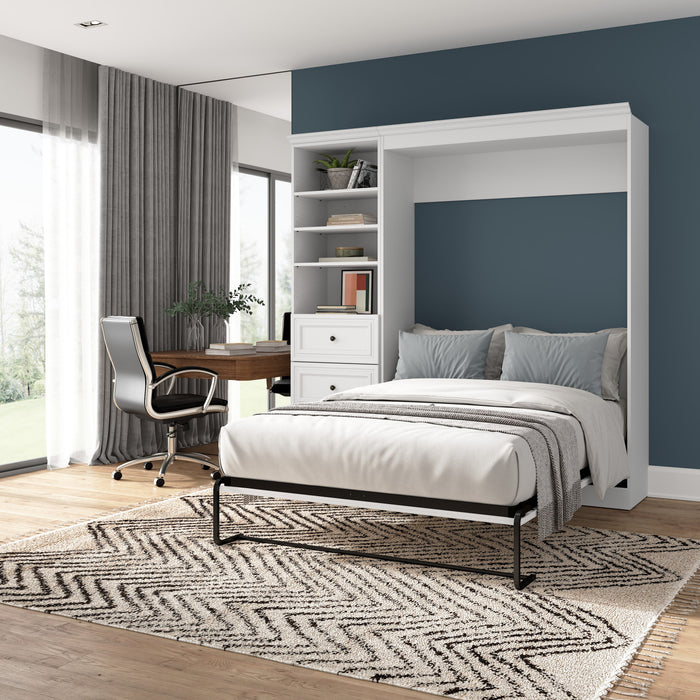 Lit double escamotable Versatile de Bestar avec organisateur de garde-robe et tiroirs (84 po [L]) - blanc
