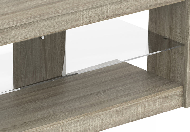 Meuble pour téléviseur de 55 po avec 2 tablettes et verre trempé - taupe foncé