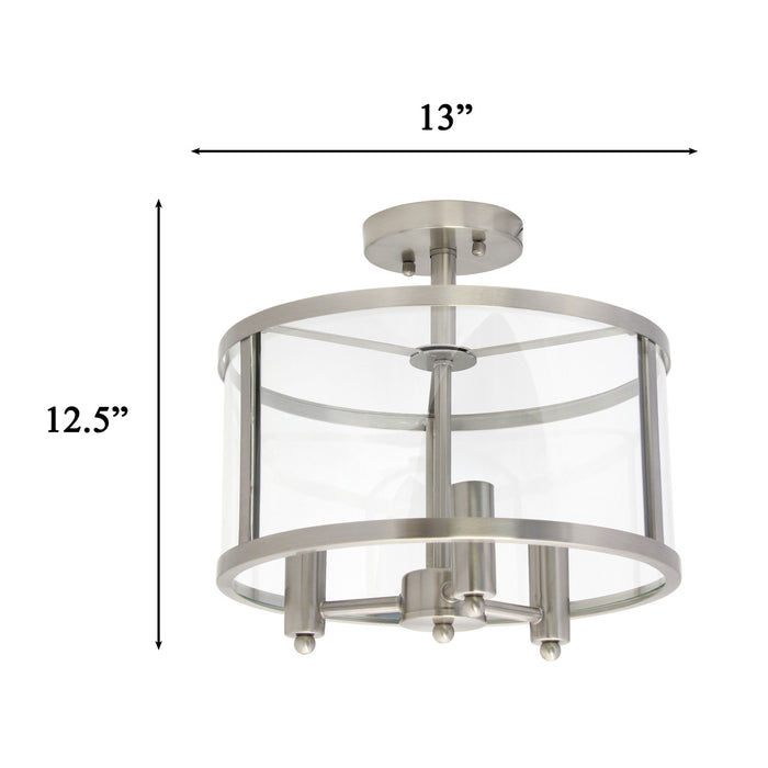 Salerno Plafonnier semi-encastre a 3 lumieres, Onyx, 13 po de diametre