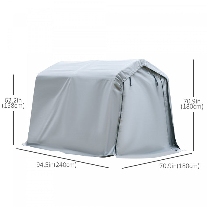 Outsunny 8'x6' Abri de rangement extérieur avec porte enroulable et à fermeture éclair