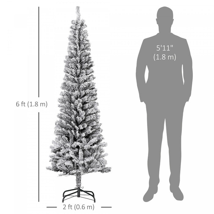 Homcom Arbre De Noel Artificiel Fin Floque De Neige Artificielle 6pi