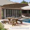 Costway 11 FT Outdoor Patio Umbrella, Round Cantilever Umbrella w/ 360° Rotation Brown