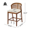 Tatti Rubber Wood Counter Stools with Cane Back Set of 2,Walnut | Tatti – Lot de 2 tabourets de comptoir en bois d’hevea avec dossier en cannage, couleur beige