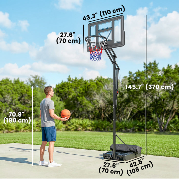 Soozier Panier de Basket Exterieur, Hauteur Reglable de 2,35 m a 3,05 m, Portable