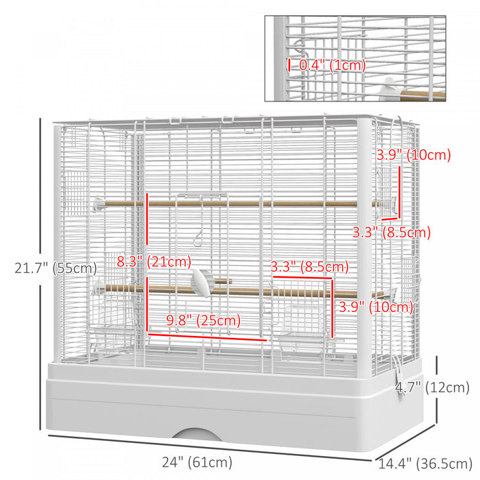 Cage A Oiseaux 22 Po Avec Plateau, Recipients Alimentaires