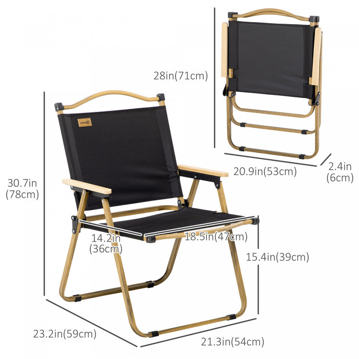 Outsunny Lot de 2 chaises de camping pliantes, fauteuils portables, noir