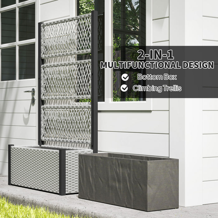 Outsunny Jardiniere avec treillis, jardiniere en osier, Gris Mixte