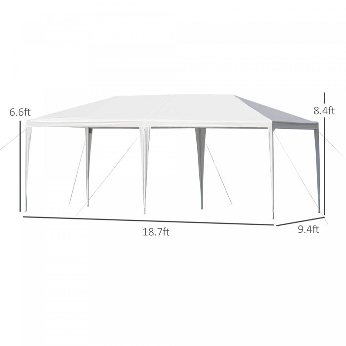 Outsunny 19'x9' Tente De Fete Gazebo Evenement Exterieur Canopee Jardin Pare-soleil Avec Moustiquaire Amovible