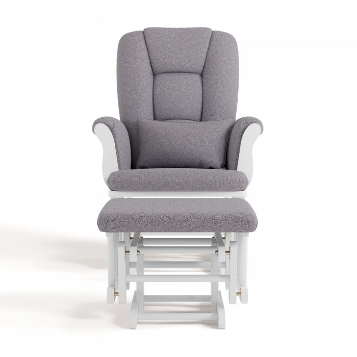 Storkcraft Tuscany Fauteuil bercant et pouf - Blanc avec gris swirl