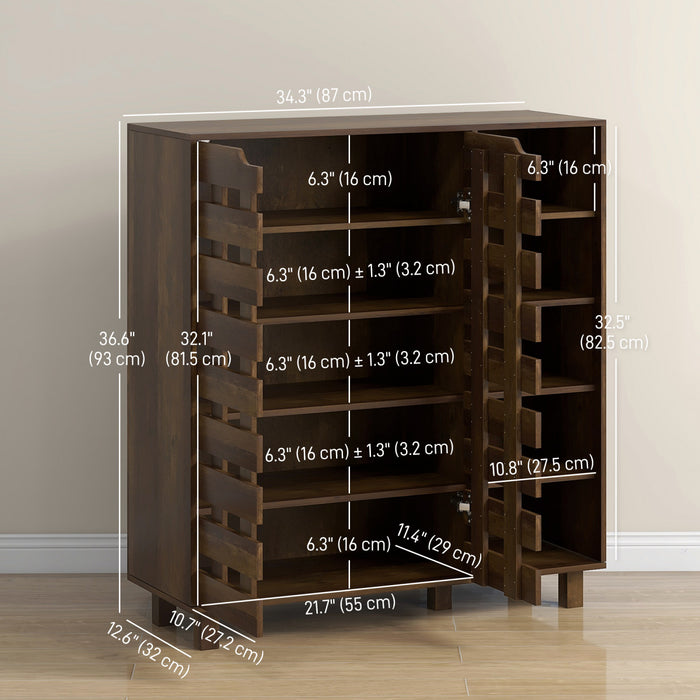HOMCOM Armoire a chaussures avec placard a 5 niveaux et 5 etageres ouvertes