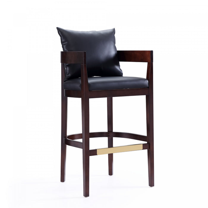 Tabouret de bar en bois rembourre style mid-century Ritz noir - Lot de 3