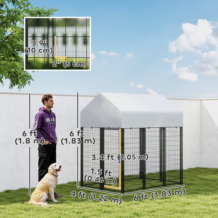PawHut Cage pour Chien, Chenil Metallique avec Toit, Parc d'Exterieur pour Animaux