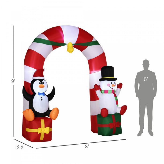 Outsunny Arche De Noel Gonflable De 9ft Avec Bonhomme De Neige