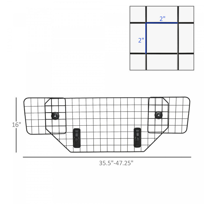 Pawhut 35.5\"- 48\" Barriere De Securite Pour Vehicule, Barriere Reglable Pour Chien Pour Voiture Suv Camion, Barriere De Securite Extensible Universelle, Noir