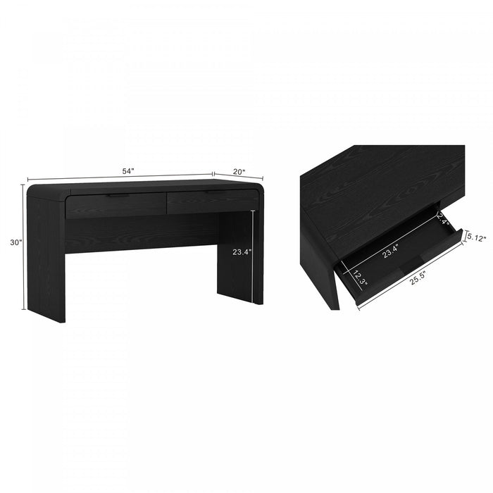 Bureau moderne Grace 54\" en noir (2 tiroirs)