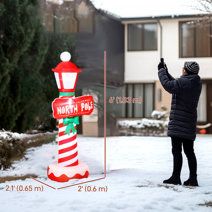 Outsunny Decoration Gonflable de Noel 183 cm, Phare de Noel avec Lumieres