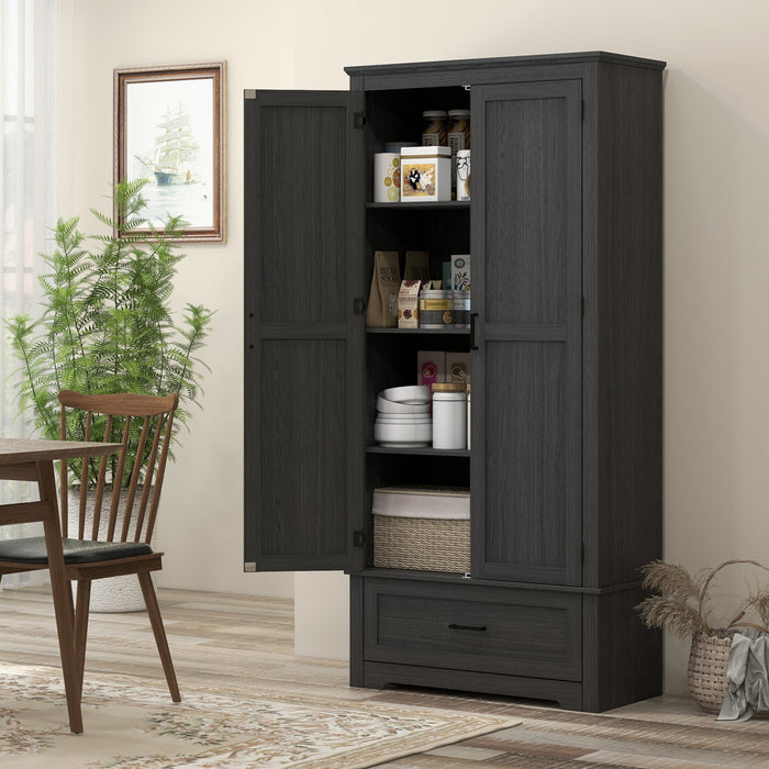 HOMCOM Armoire de rangement de cuisine avec etageres reglables, noir