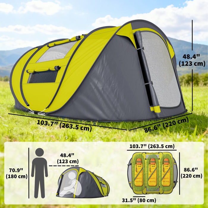 Outsunny Tente de Camping pour 4 Personnes, Tente Pop-Up Automatique avec Sac de Transport et Portes