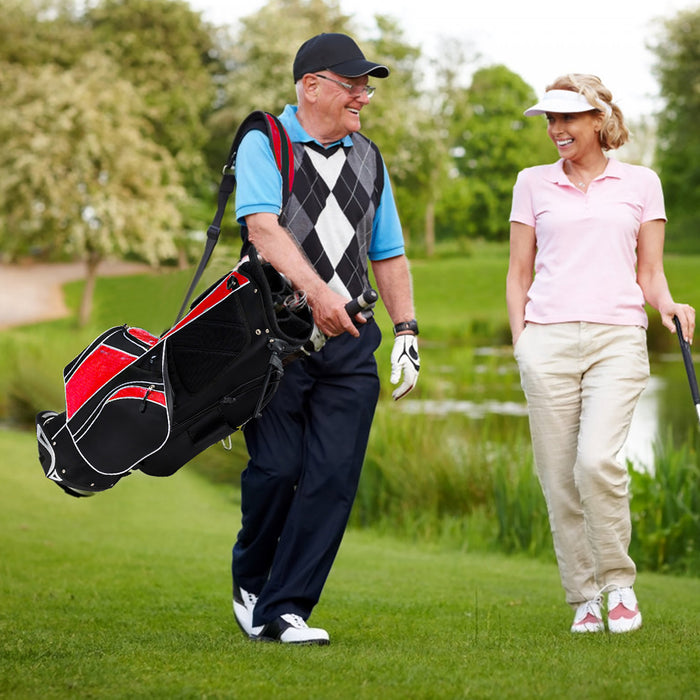 Costway Golf Stand Cart Bag Club W/6 Way Divider Carry Organizer Poches Stockage Rouge