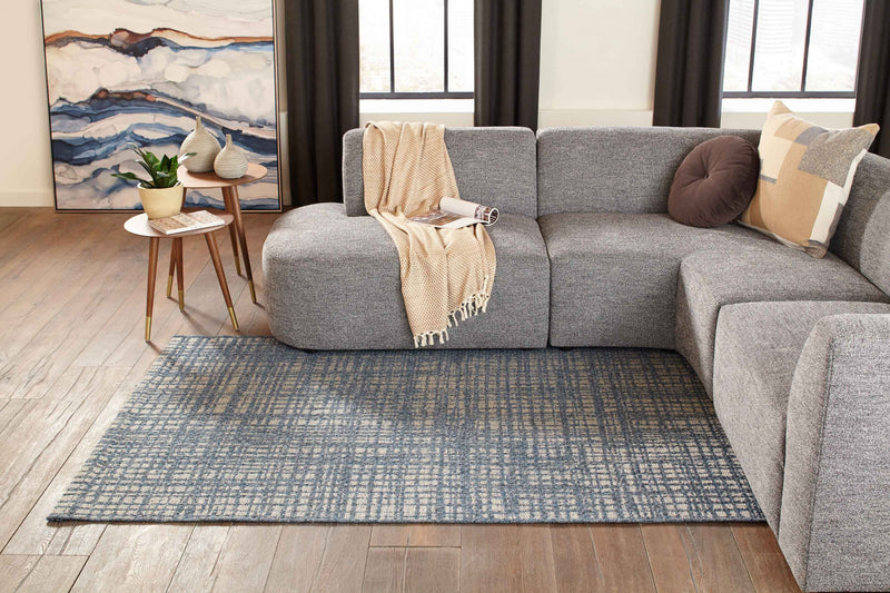 Tapis Contemporain Nayah 6'7\" x 9'6\" en Bleu