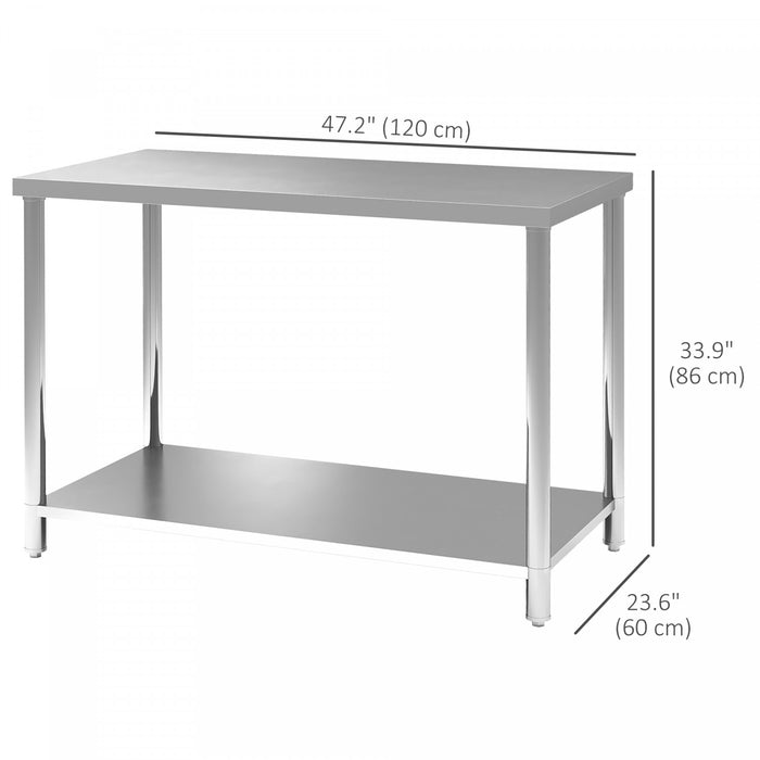 Homcom Table De Preparation En Acier Inoxydable, Table D'etabli Robuste