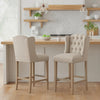 HOMCOM Bar Stools Set of 2, Upholstery Padded Chairs Wood Legs