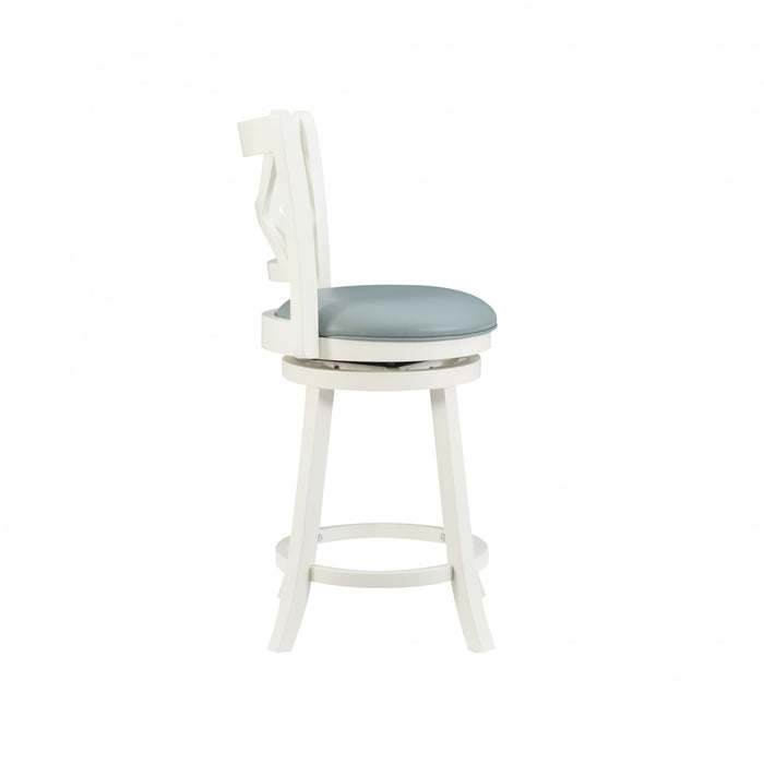 Tabouret Sawyer de hauteur comptoir en similicuir - crème et bleu