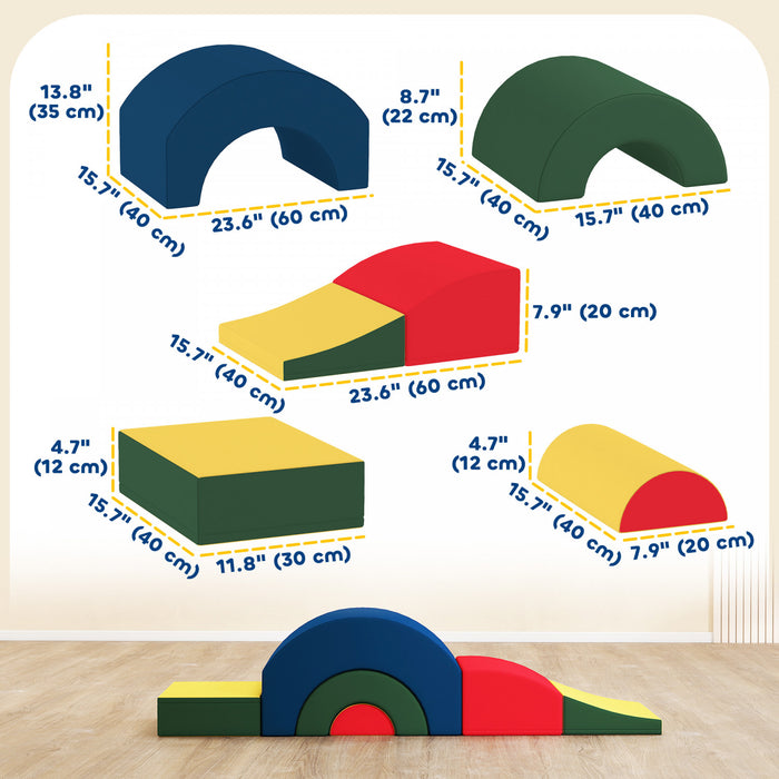 Qaba Jouets d'Escalade pour Empiler et Ramper, 5 Pieces, Multicolore