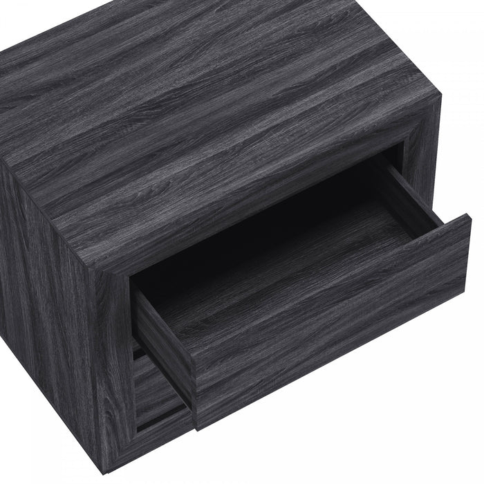 Table de nuit contemporaine Soren 66 cm en gris charbon (2 tiroirs)