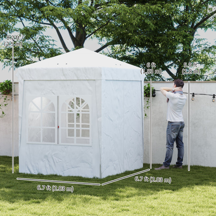 Outsunny Tente Escamotable 6,7'x 6,7' Avec Sac De Transport, Blanc