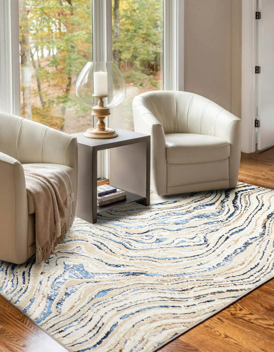 Tapis Contemporain/Moderne Clara 5'0\" x 8'0\" en Bleu