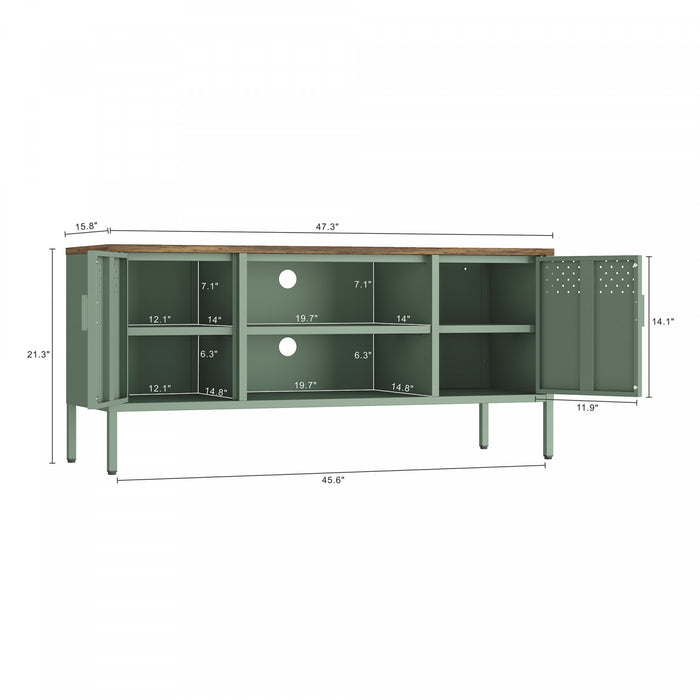 Armoire de rangement moderne Landen 47\" en metal, vert sauge