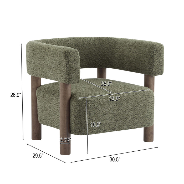 Evelyn Fauteuil d’appoint avec assise confortable et revetement en boucle, vert olive