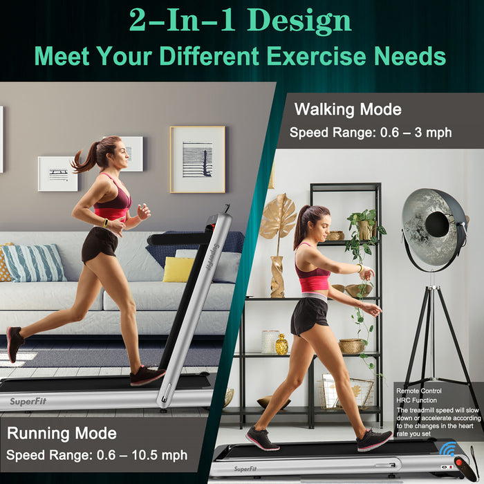 Tapis De Course Pliant 2 En 1 16km/h Superfit – Avec Bluetooth Et Controle Via App
