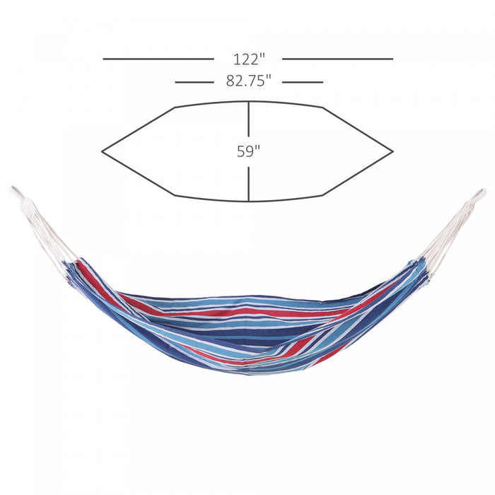 Outsunny 83\"x59\" Double Hamac Lit Chaise Longue Salon Jardin Camping Randonnee Meubles, Bleu