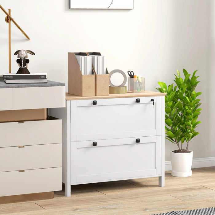 HOMCOM Classeur a 2 tiroirs avec serrure et barre de suspension reglable